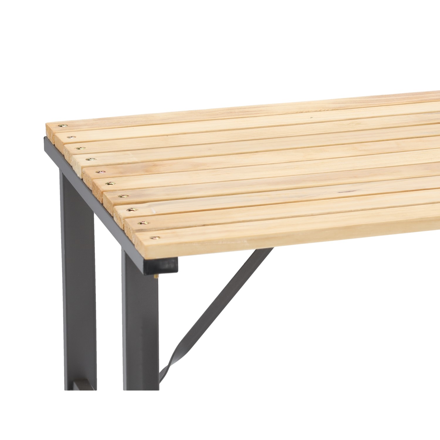 Kerti asztal fem vazzal es impregnal fa asztallappal, 120x60x71 cm, termeszetes szin - Image 2
