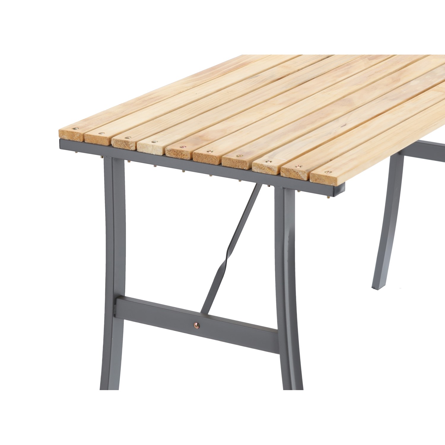 Kerti asztal fem vazzal es impregnal fa asztallappal, 120x60x71 cm, termeszetes szin - Image 3