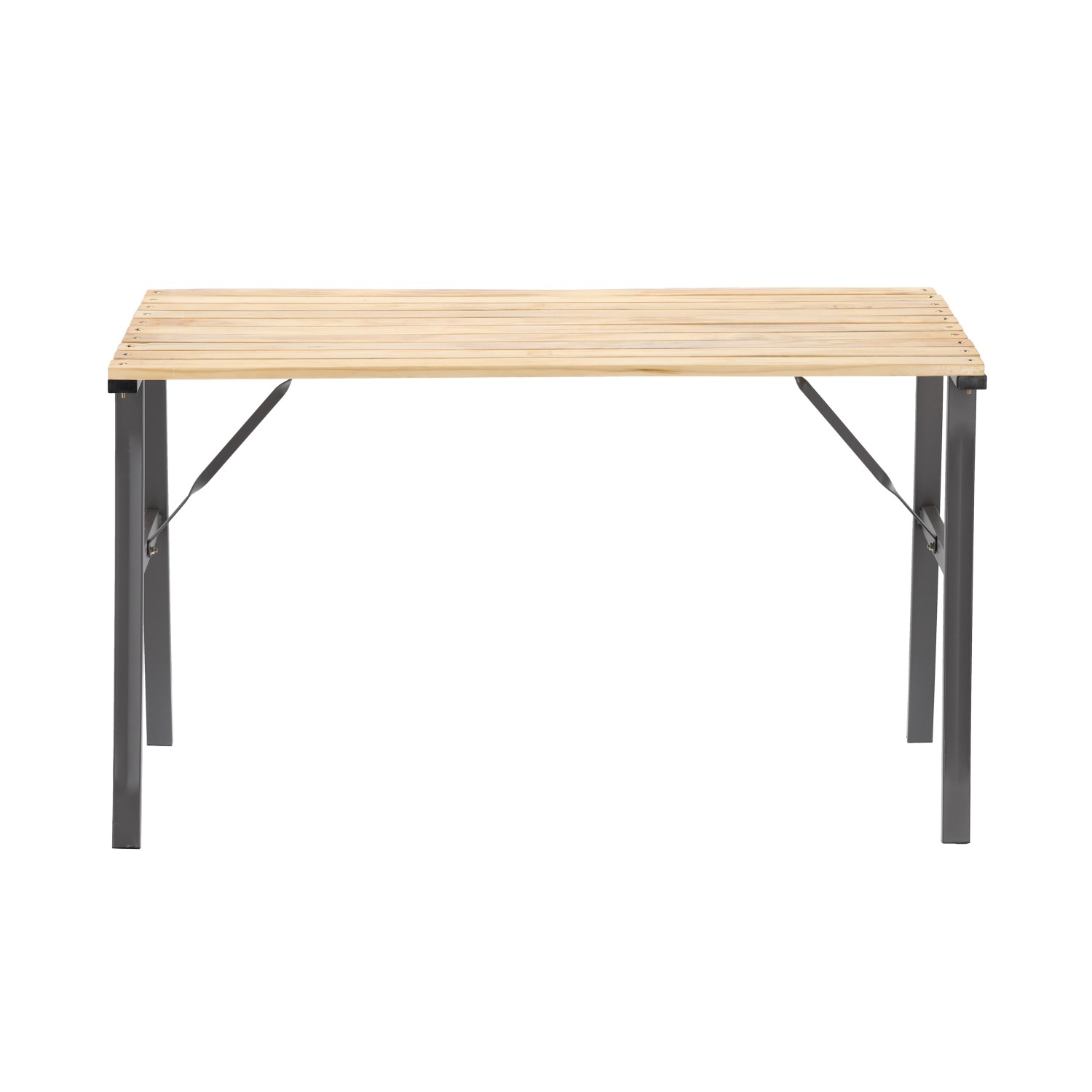 Kerti asztal fem vazzal es impregnal fa asztallappal, 120x60x71 cm, termeszetes szin - Image 4