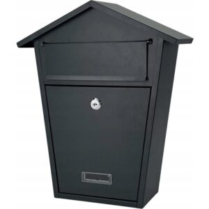 Fém postaláda 38×32×11 cm, horganyzott acéllemez, felhajtható bedobónyílással és zárral, 2 kulccsal, szürke