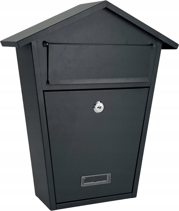 Fém postaláda 38×32×11 cm, horganyzott acéllemez, felhajtható bedobónyílással és zárral, 2 kulccsal, szürke - Image 2