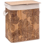 5Five Blackflora szennyestartó kosár, bambuszból, 60 liter, 42x31x51 cm, natúr