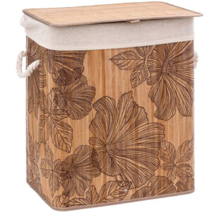 5Five Blackflora szennyestartó kosár, bambuszból, 60 liter, 42x31x51 cm, natúr