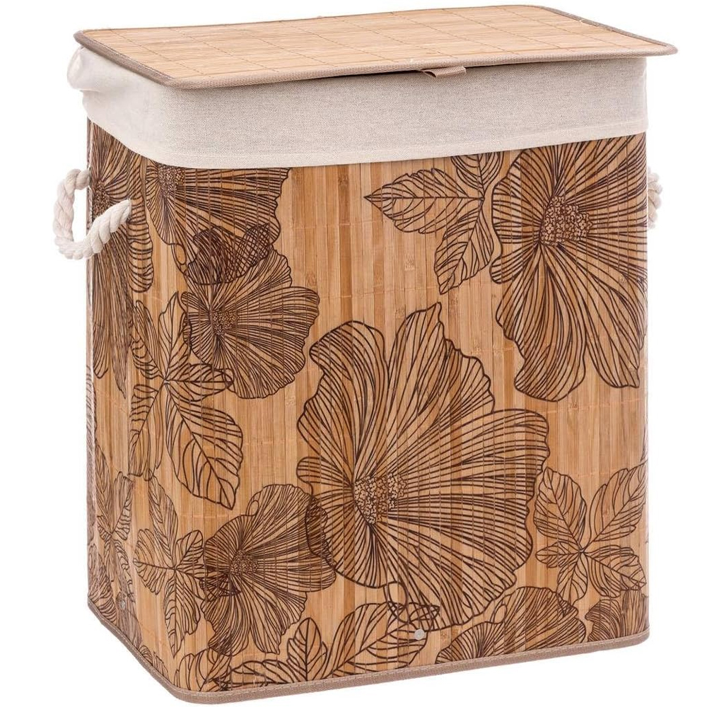 5Five Blackflora szennyestartó kosár, bambuszból, 60 liter, 42x31x51 cm, natúr