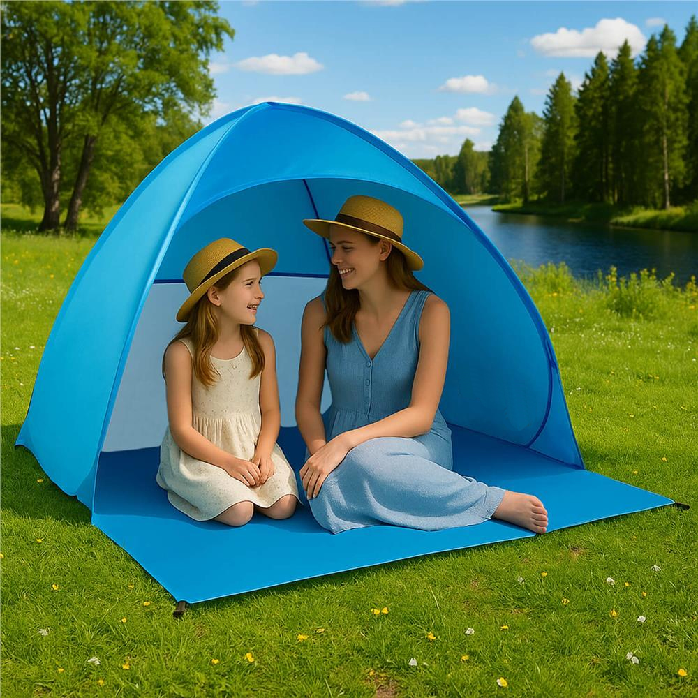 POP-UP onnyilo strand sátor szellozo haloval es UV-vedelemmel, 160x140x115 cm, kek - Image 23