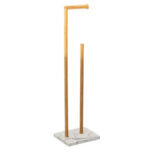 5Five Lea WC-papírtartó tárolóhellyel, bambusz, 22x18x78 cm, fehér és barna