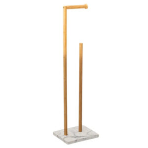 5Five Lea WC-papírtartó tárolóhellyel, bambusz, 22x18x78 cm, fehér és barna