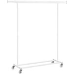 SONGMICS ruhatartó állvány kihúzható felső rúddal, kerekeken, szélességben állítható, 45x(92–132)x160 cm, fehér