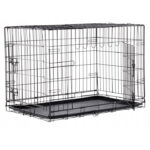 Osszecsukhato fem allatketrec, fogantyuval es kiveheto talcaval, 107x69x76 cm, fekete