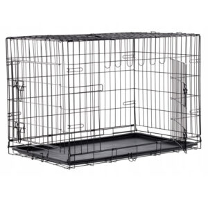 Osszecsukhato fem allatketrec, fogantyuval es kiveheto talcaval, 107x69x76 cm, fekete