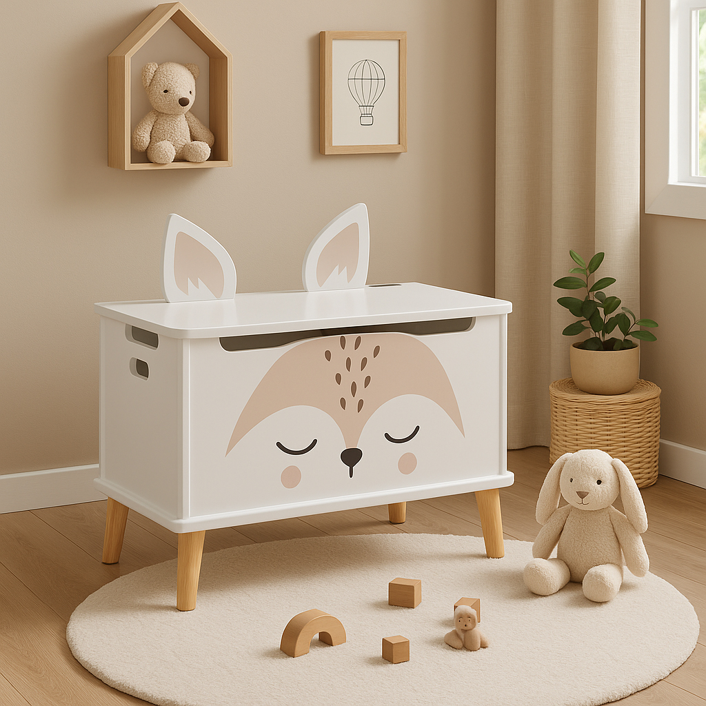 Atmosphera for kids Renard tárolóláda, 53x33x55 cm, MDF fa lábakkal, fehér - Image 7