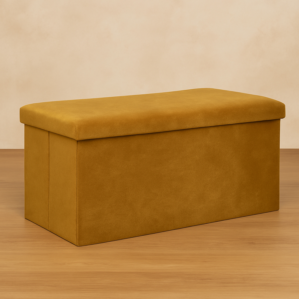 Atmosphera Lilou összecsukható tárolós ülőke 80 L tárolókapacitással, 76x38x38 cm, mustársárga színű - Image 7