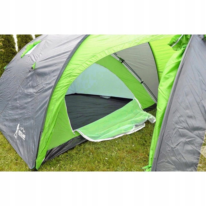4 személyes kempingsátor előtérrel, 3000 mm vízállóság, 450x210x150 cm, fekete és zöld - Image 6