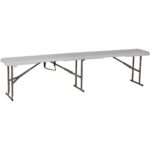 Összecsukható pad rendezvényekhez és cateringhez, 183x28x43 cm, HDPE és acél, fehér