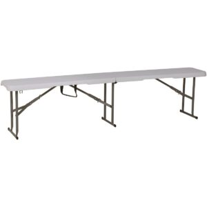Összecsukható pad rendezvényekhez és cateringhez, 183x28x43 cm, HDPE és acél, fehér