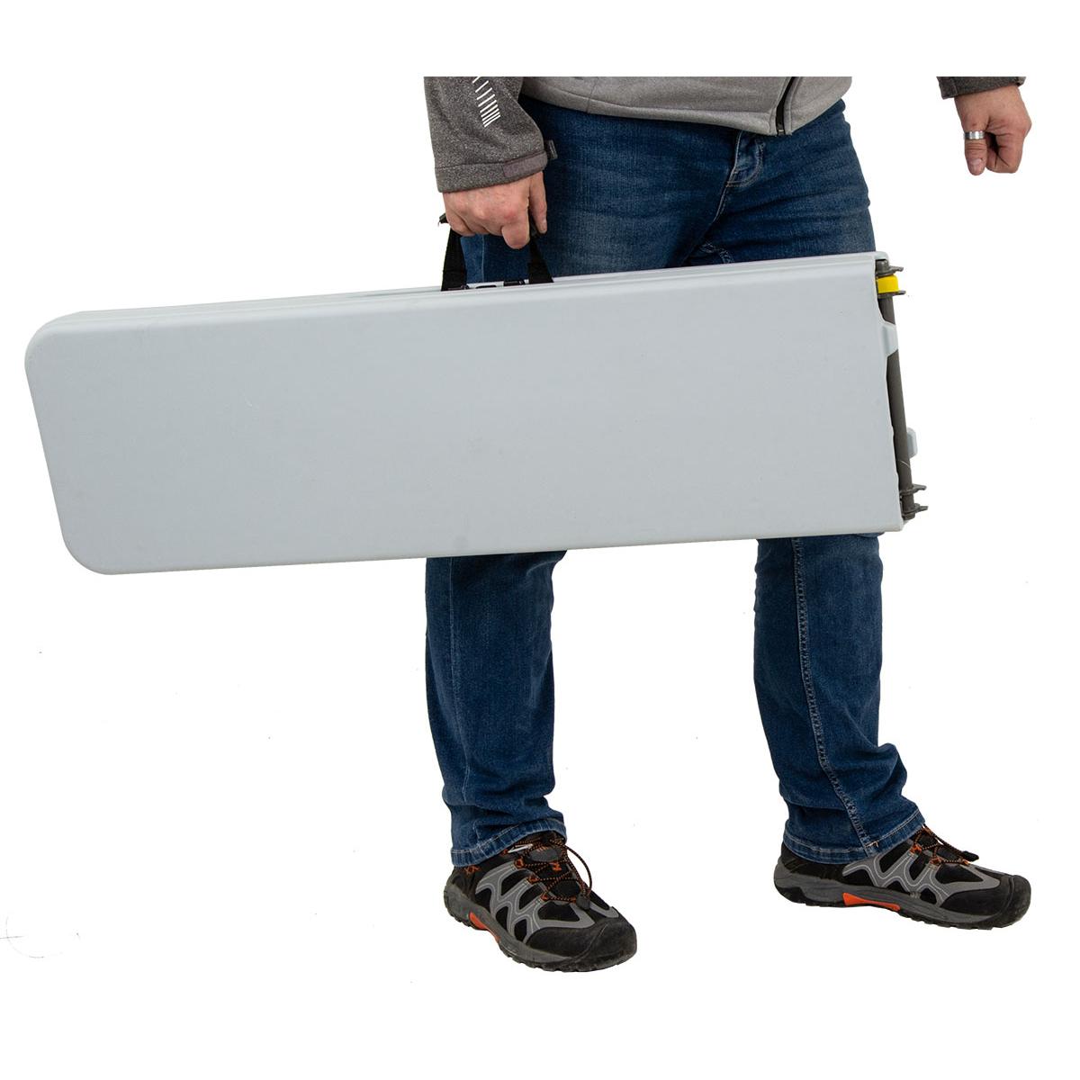 Összecsukható pad rendezvényekhez és cateringhez, 183x28x43 cm, HDPE és acél, fehér - Image 5