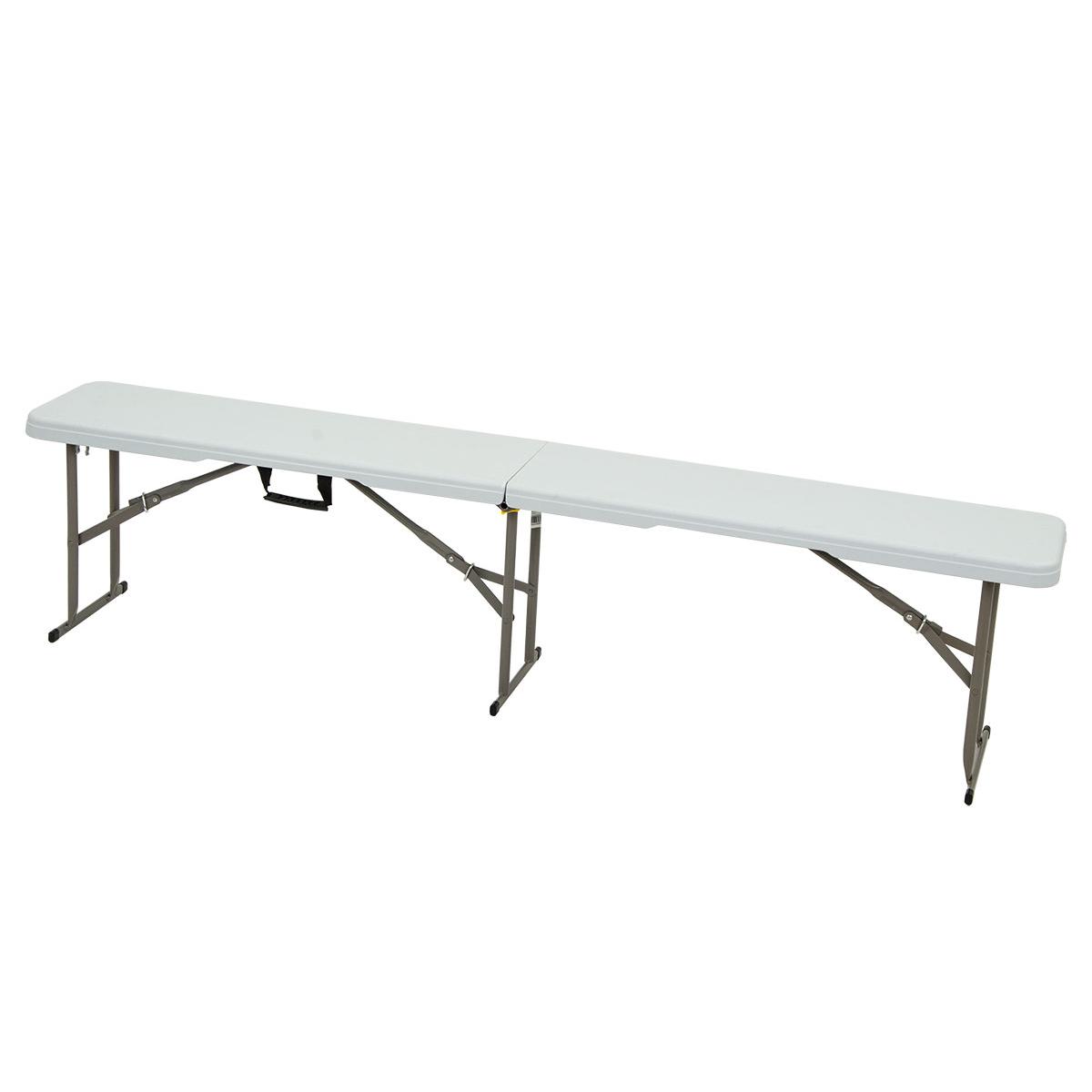 Összecsukható pad rendezvényekhez és cateringhez, 183x28x43 cm, HDPE és acél, fehér - Image 10