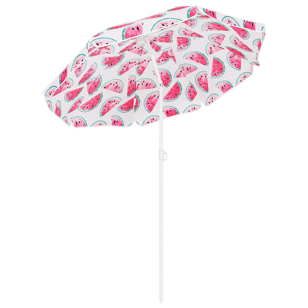 160 cm-es strandsátor fém vázzal, állítható dőlésszöggel és hordtáskával, fehér és piros - Image 2