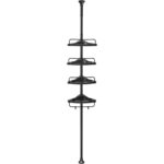 SONGMICS Sarok zuhanypolc 4 polccal, allithato magassag 85–305 cm, acel es PP muanyag, fekete