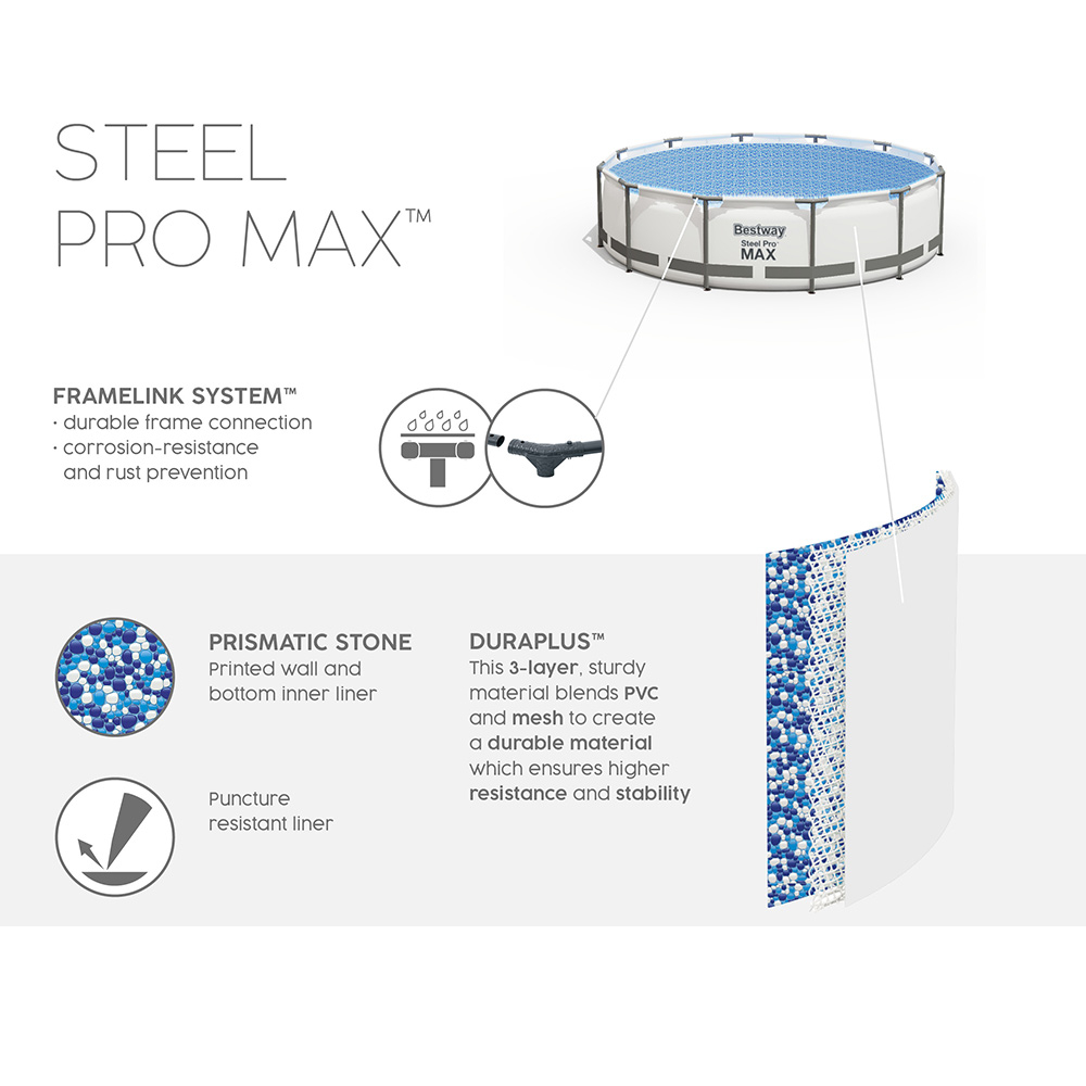Bestway Steel Pro MAX fémvázas medence, 305x76 cm, minden tartozékkal együtt - Image 15
