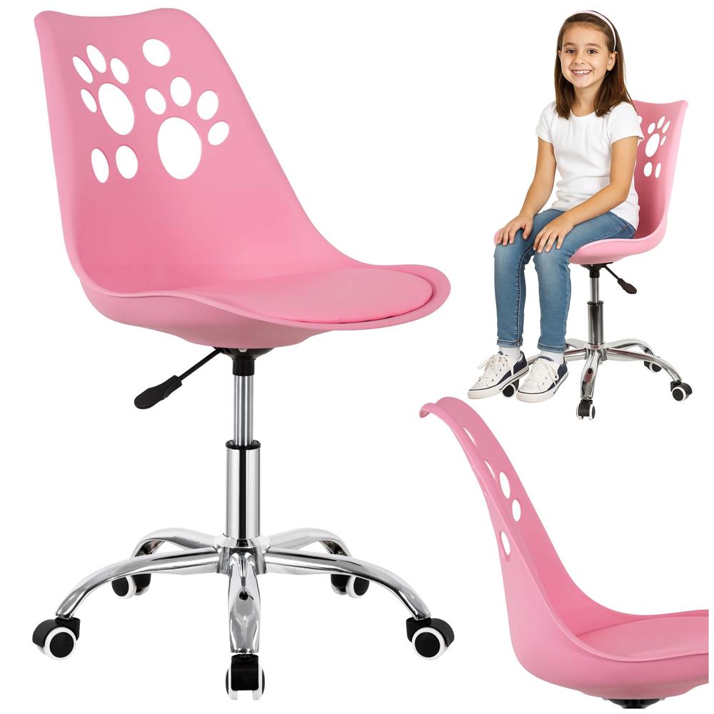 Ergonomikus irodai szék, habszivacs ülőfelülettel, magasságban állítható, max. 120 kg, 90x49x48 cm, rózsaszín - Image 9