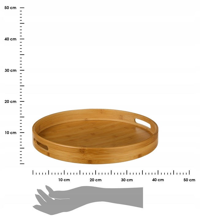 5Five kerek tálca bambuszból és MDF-ből, Ø40 cm, natúr barna - Image 5