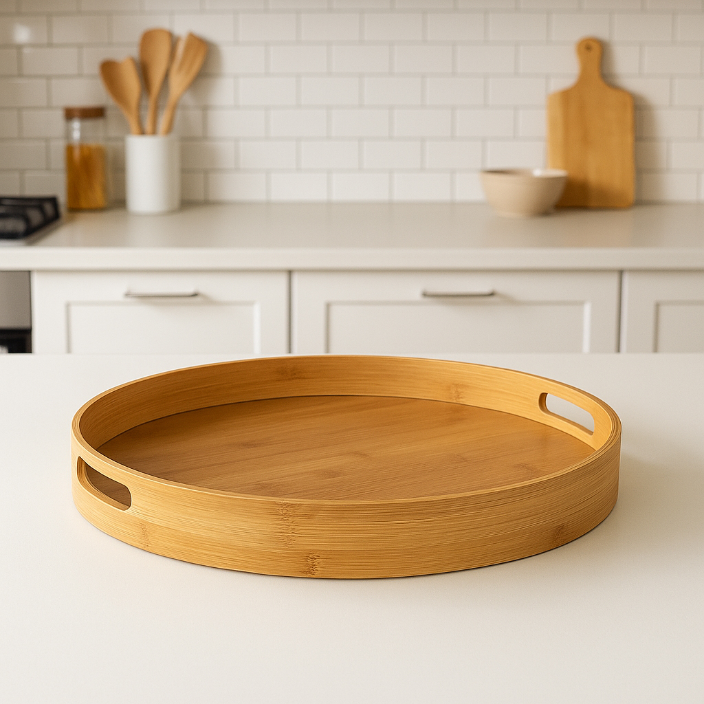 5Five kerek tálca bambuszból és MDF-ből, Ø40 cm, natúr barna - Image 4