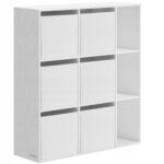 SONGMICS moduláris polcos szekrény 9 rekesszel és 6 fiókkal, forgácslap és MDF, 83x27x92 cm, fehér