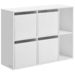 SONGMICS Polcos szekrény 6 rekesszel és 4 textil fiókkal, forgácslap és MDF, 27x83x92 cm, fehér
