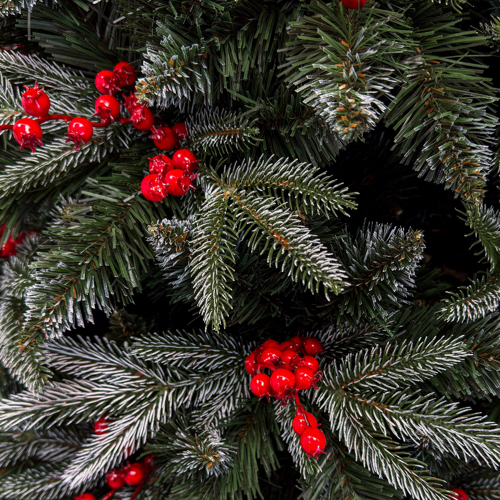 Sersimo Miahelene Elite mesterséges karácsonyfa, zöld havas, bogyókkal, 2D+3D mix, 220 cm - Image 13