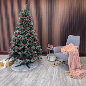 Sersimo Miahelene Elite mesterséges karácsonyfa, zöld havas, bogyókkal, 2D+3D mix, 220 cm