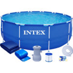 Fémvázas Intex medence, 366×76 cm, 6500 liter, minden tartozékkal