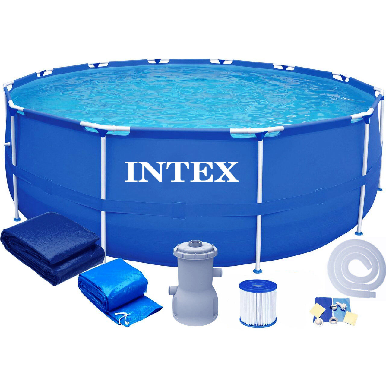 Fémvázas Intex medence, 366×76 cm, 6500 liter, minden tartozékkal