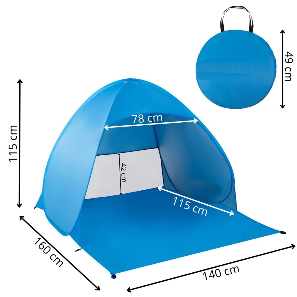 POP-UP onnyilo strand sátor szellozo haloval es UV-vedelemmel, 160x140x115 cm, kek - Image 25