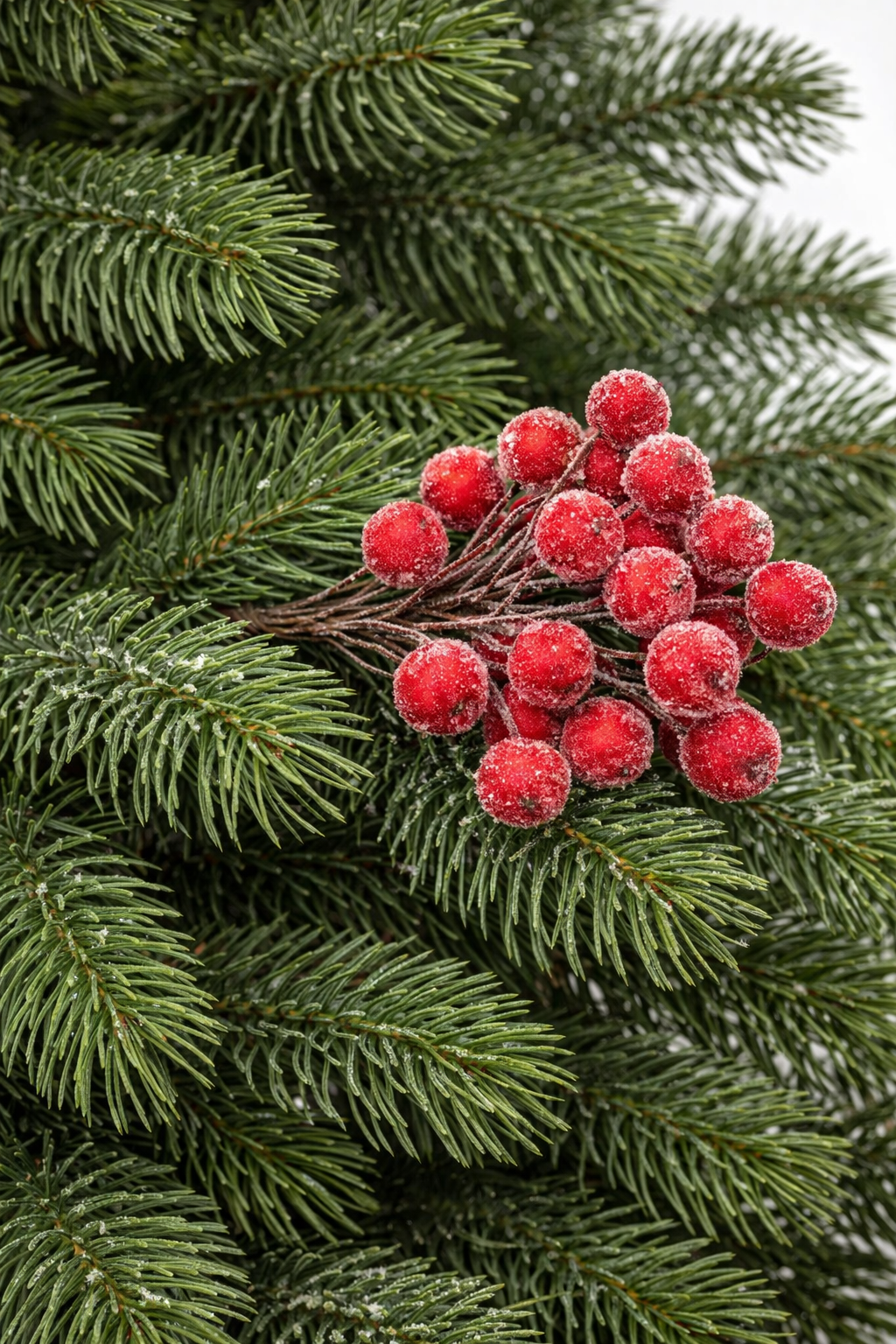 Műanyag dekoratív ágak piros mű áfonyával, fagyott hatás, 15 cm, 200 bogyó, piros - Image 10