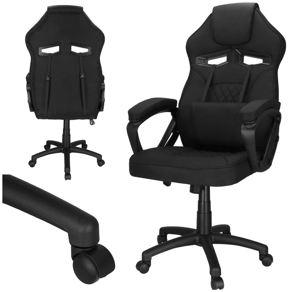 Ergonomikus irodai szék, magasságállítással, hintafunkcióval és deréktámasszal, 59x52x125 cm, fekete - Image 2