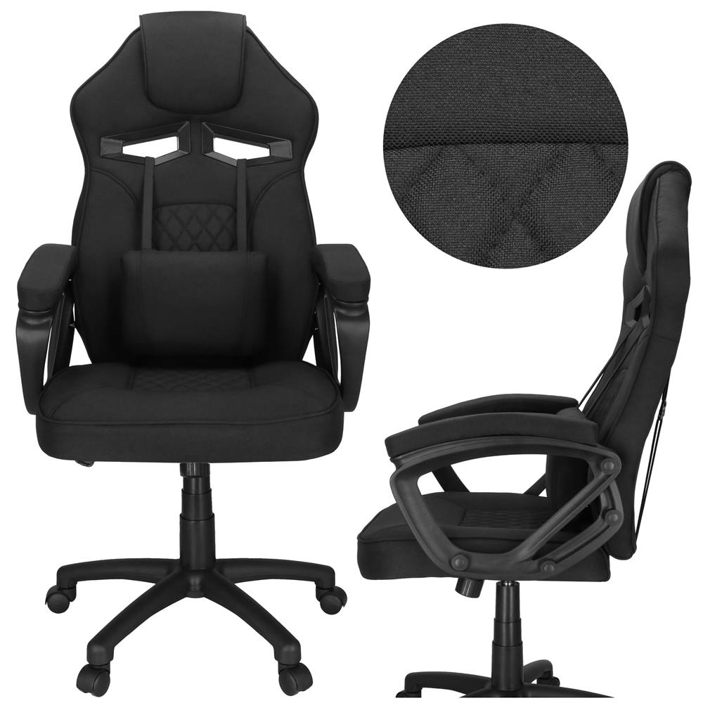 Ergonomikus irodai szék, magasságállítással, hintafunkcióval és deréktámasszal, 59x52x125 cm, fekete - Image 4