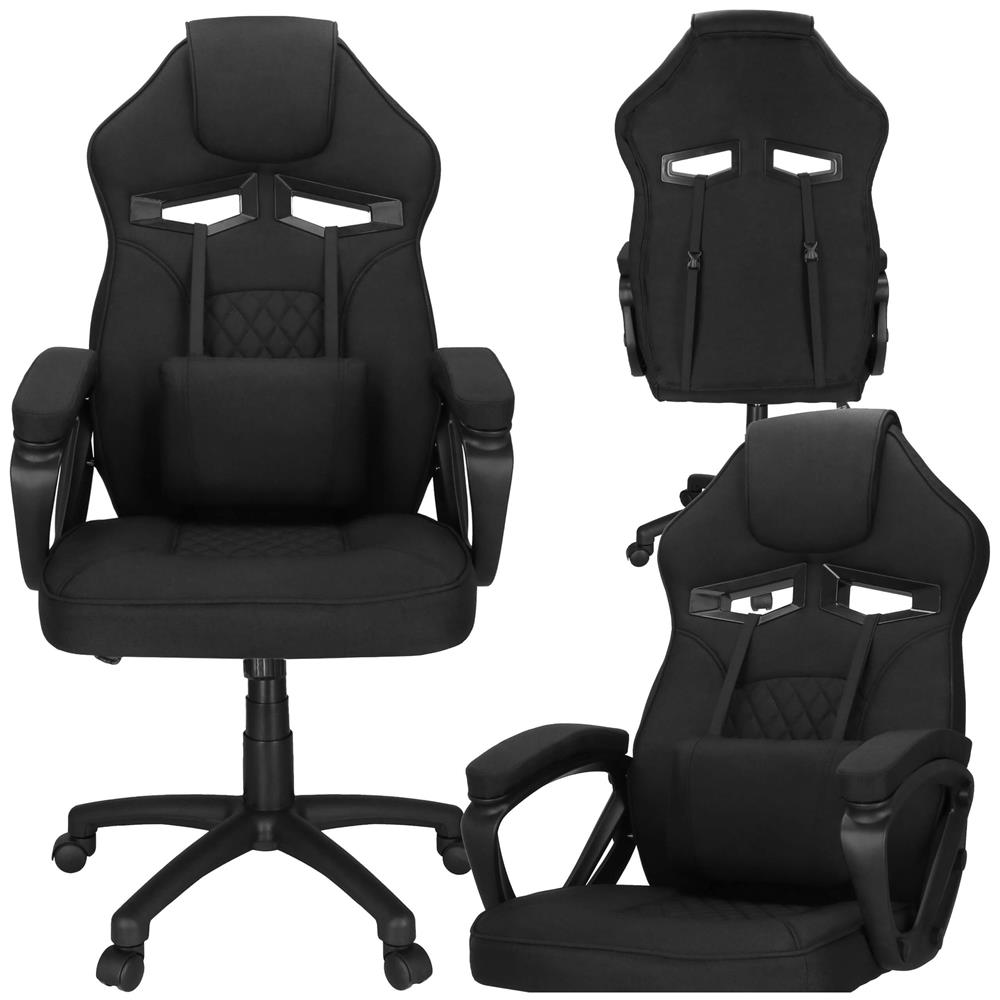 Ergonomikus irodai szék, magasságállítással, hintafunkcióval és deréktámasszal, 59x52x125 cm, fekete - Image 5