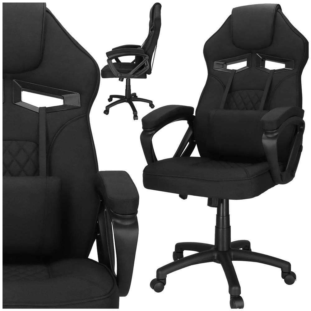 Ergonomikus irodai szék, magasságállítással, hintafunkcióval és deréktámasszal, 59x52x125 cm, fekete - Image 7