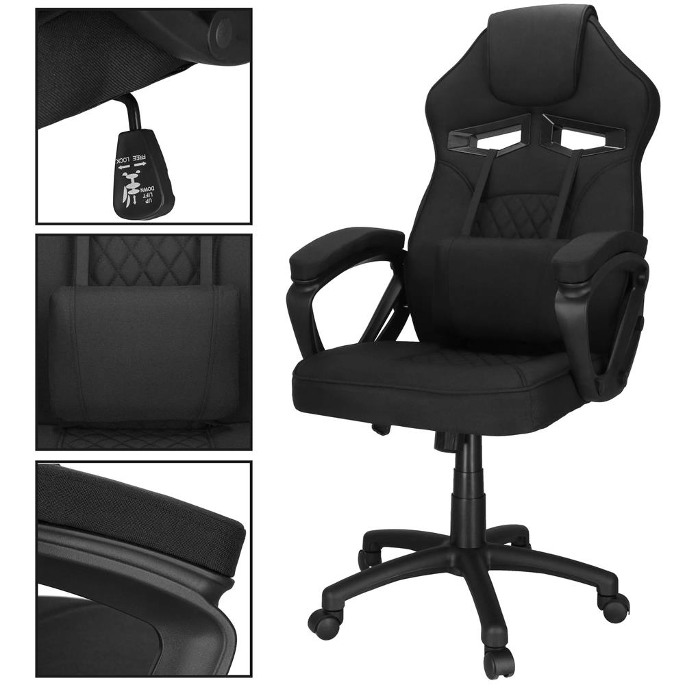 Ergonomikus irodai szék, magasságállítással, hintafunkcióval és deréktámasszal, 59x52x125 cm, fekete - Image 21