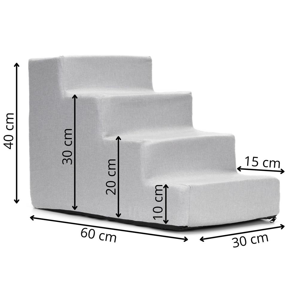 Kisállat lépcső kutyák és macskák számára, 4 fokos, csúszásmentes, levehető huzattal, 40 cm magasság, világosszürke - Image 17