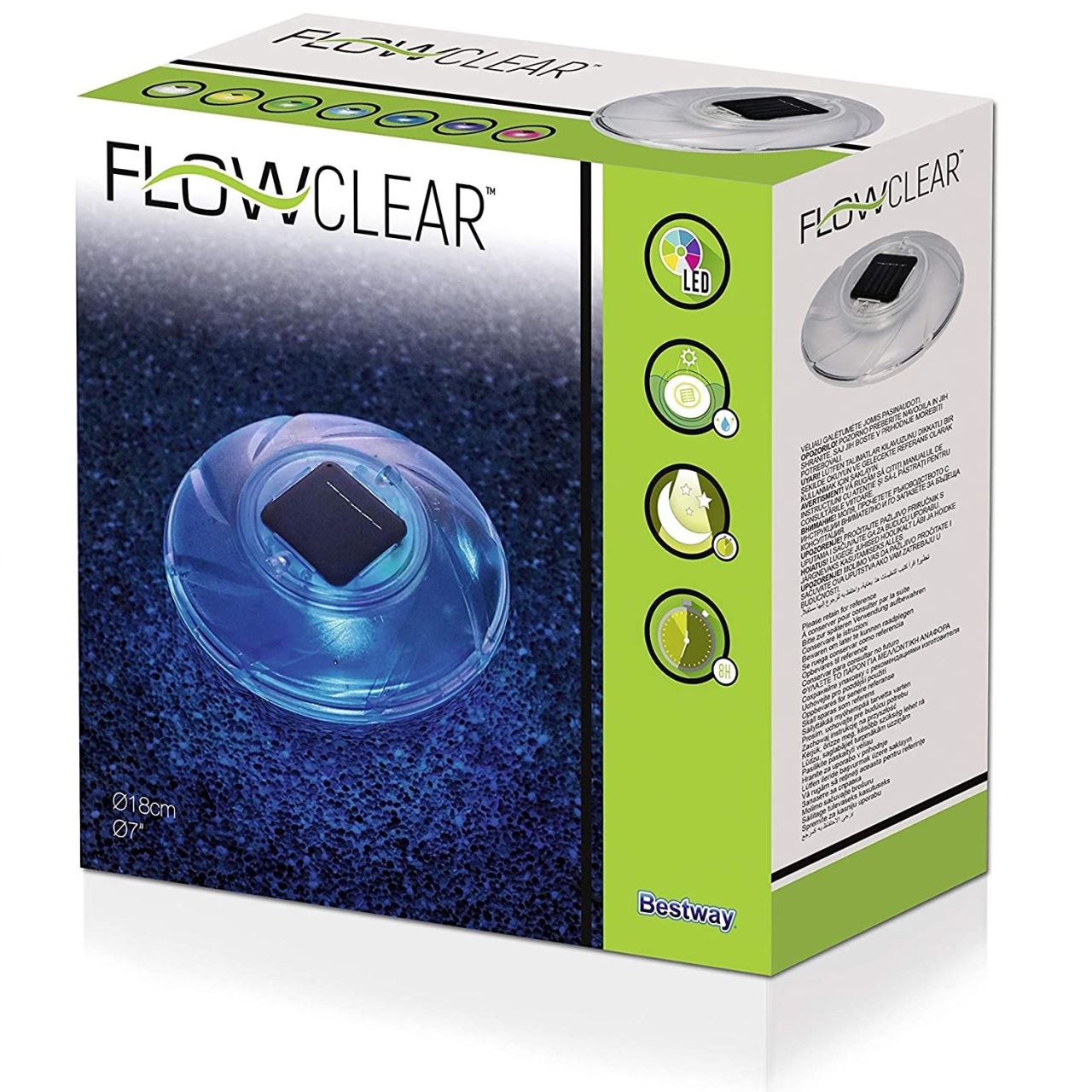 Bestway Flowclear 58111 úszó LED medencelámpa, többszínű, napelemes töltéssel - Image 4