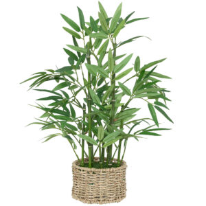 Bambusz műnövény természetes hatású cserépben, 46 cm, zöld