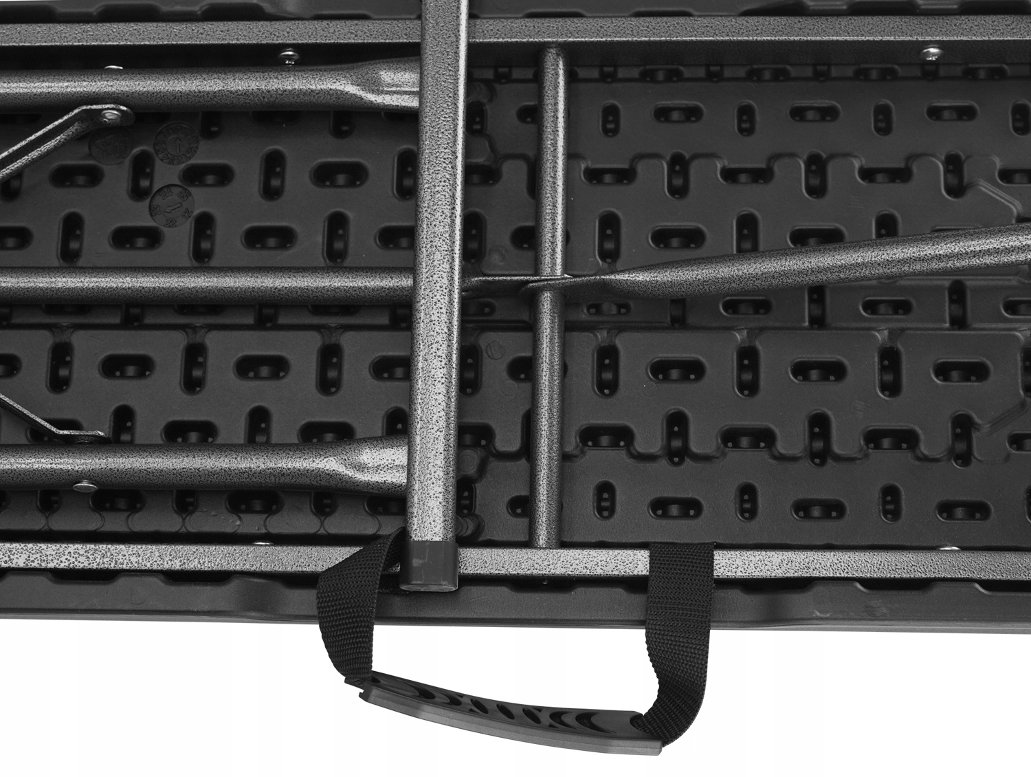 Összecsukható pad kertbe vagy cateringhez, HDPE, 180x28x43 cm, fekete - Image 4
