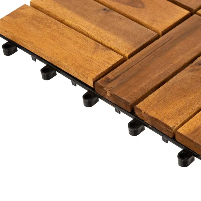 Dale din lemn de acacia, set 9 bucati, 30x30 cm, maro - Image 2