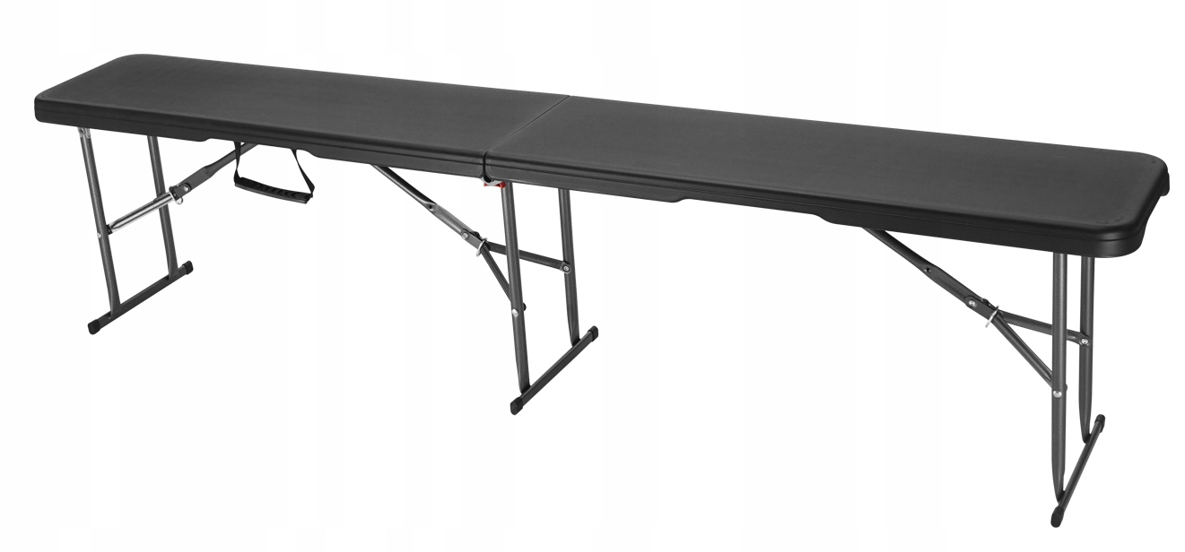 Összecsukható pad kertbe vagy cateringhez, HDPE, 180x28x43 cm, fekete - Image 8