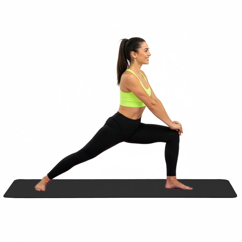 Csúszásmentes fitness szőnyeg NBR anyagból, 183x61x1 cm, hordpánttal, fekete - Image 22