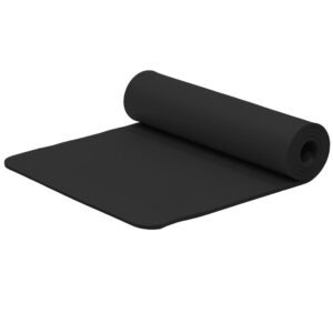 Csúszásmentes fitness szőnyeg NBR anyagból, 183x61x1 cm, hordpánttal, fekete