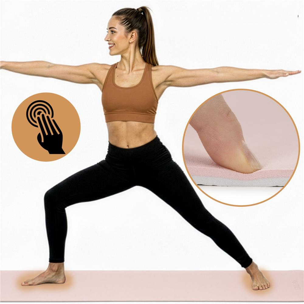 Csúszásmentes TPE fitneszszőnyeg, 183x61x1 cm, hordozópánttal, rózsaszín - Image 18