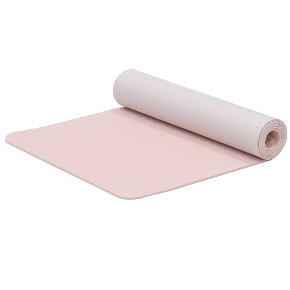 Csúszásmentes TPE fitneszszőnyeg, 183x61x1 cm, hordozópánttal, rózsaszín